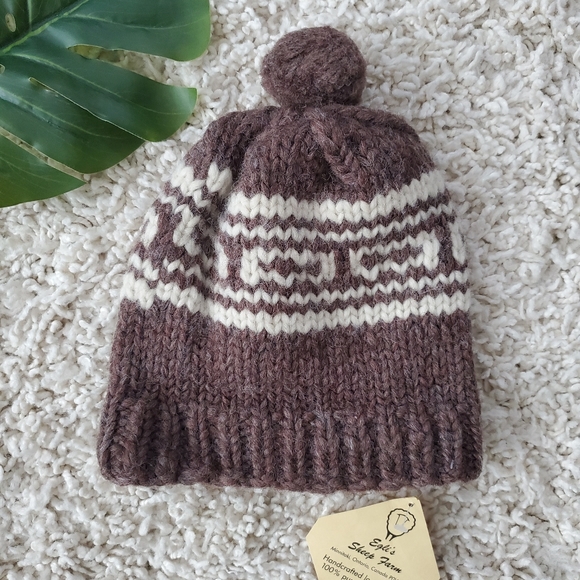 NWT Vintage 100% Wool Nordic Toque Hat with Pompom 80s - Picture 2 of 3